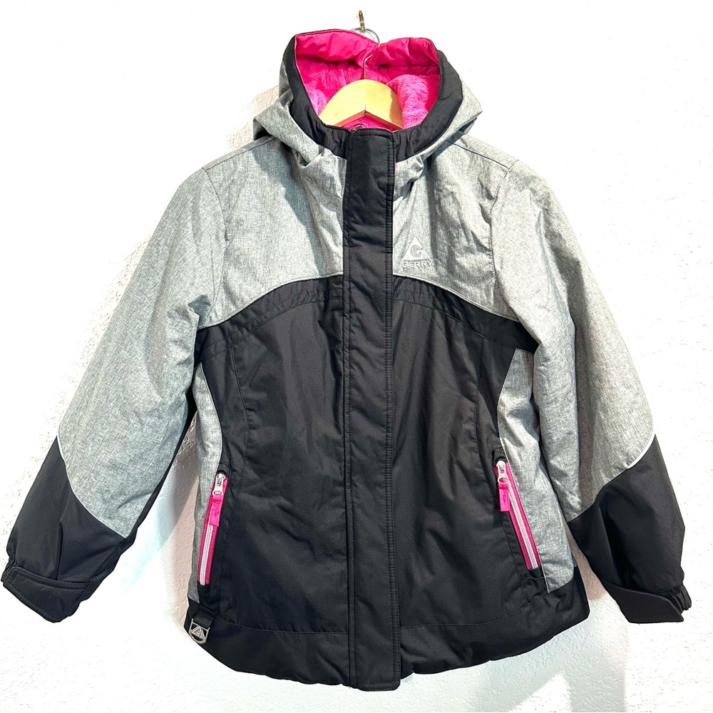 Gerry Girls Ski ⛷️ Snowboard  Snow Puffer Jacket Coat Black & Gray Pink details